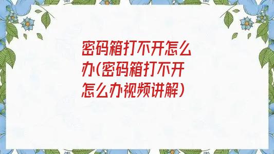 密码箱打不开怎么办(密码箱打不开怎么办视频讲解)