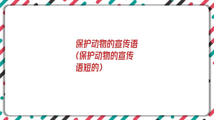 保护动物的宣传语(保护动物的宣传语短的)
