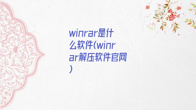 winrar是什么软件(winrar解压软件官网)