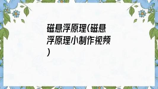 磁悬浮原理(磁悬浮原理小制作视频)