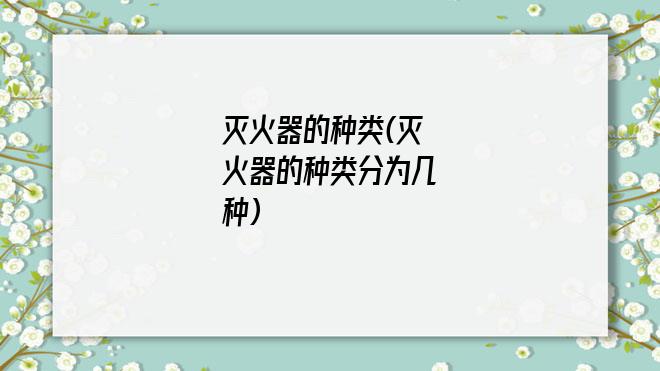 灭火器的种类(灭火器的种类分为几种)
