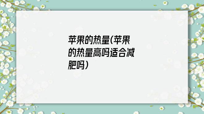 苹果的热量(苹果的热量高吗适合减肥吗)