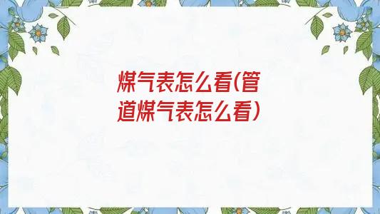 煤气表怎么看(管道煤气表怎么看)