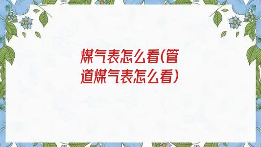 煤气表怎么看(管道煤气表怎么看)