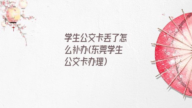 学生公交卡丢了怎么补办(东莞学生公交卡办理)