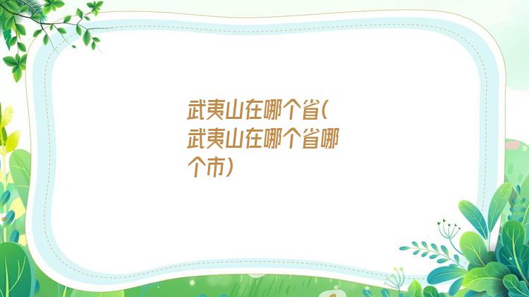 武夷山在哪个省(武夷山在哪个省哪个市)