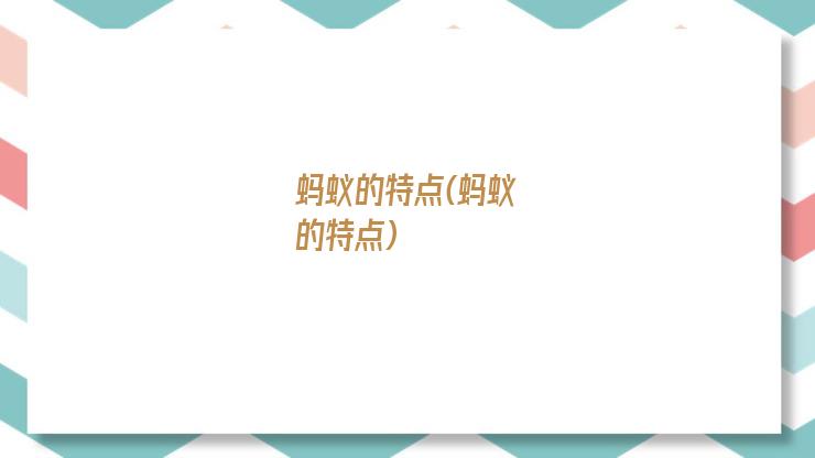 蚂蚁的特点(蚂蚁的特点)