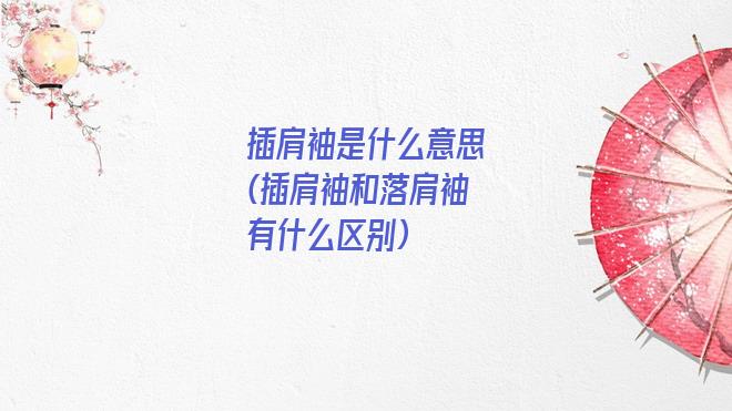 插肩袖是什么意思(插肩袖和落肩袖有什么区别)