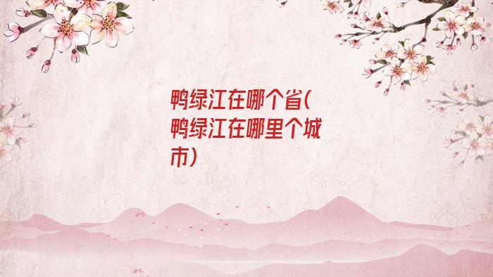 鸭绿江在哪个省(鸭绿江在哪里个城市)