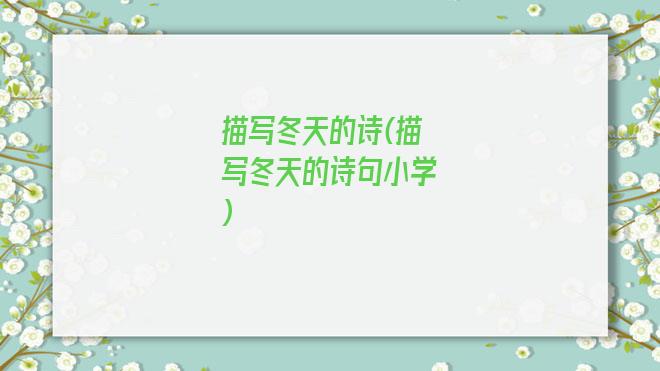 描写冬天的诗(描写冬天的诗句小学)