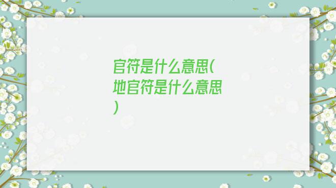 官符是什么意思(地官符是什么意思)