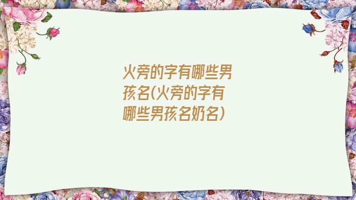 火旁的字有哪些男孩名(火旁的字有哪些男孩名奶名)