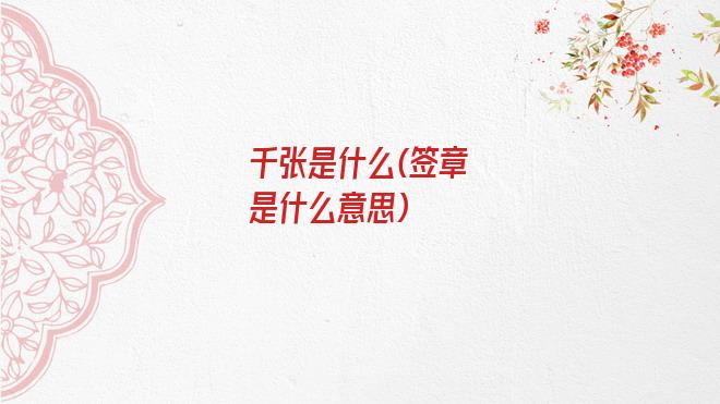 千张是什么(签章是什么意思)