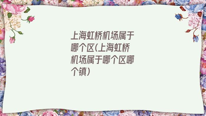 上海虹桥机场属于哪个区(上海虹桥机场属于哪个区哪个镇)