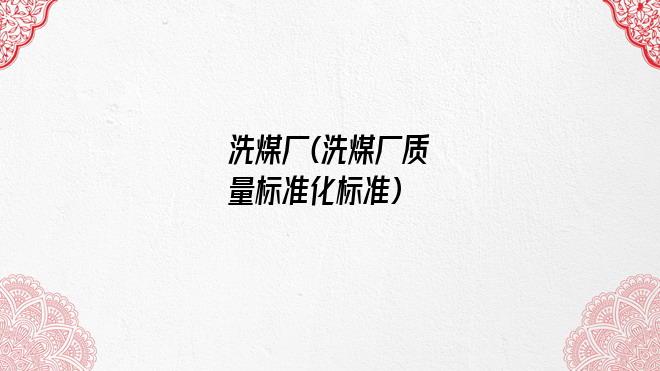 洗煤厂(洗煤厂质量标准化标准)