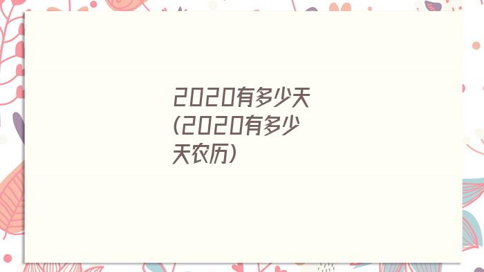 2020有多少天(2020有多少天农历)