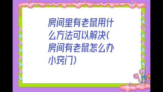 房间里有老鼠用什么方法可以解决(房间有老鼠怎么办小窍门)