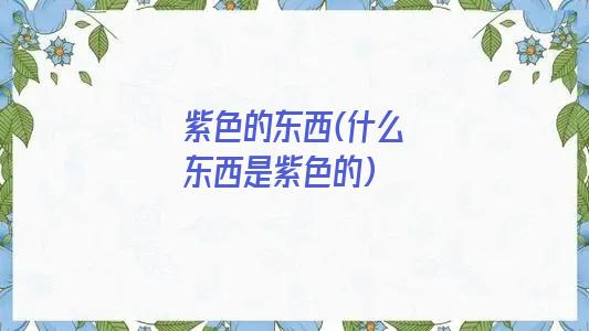 紫色的东西(什么东西是紫色的)