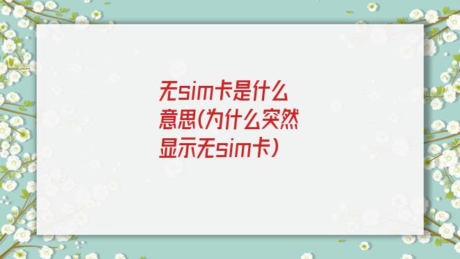 无sim卡是什么意思(为什么突然显示无sim卡)