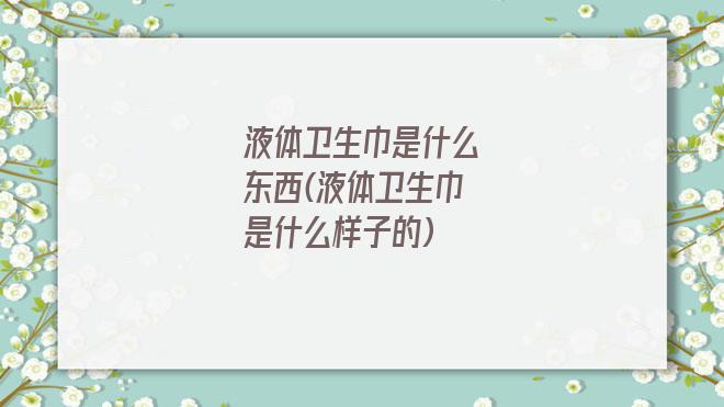 液体卫生巾是什么东西(液体卫生巾是什么样子的)