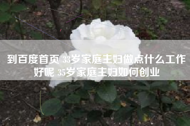 到百度首页 33岁家庭主妇做点什么工作好呢 35岁家庭主妇如何创业