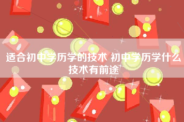 适合初中学历学的技术 初中学历学什么技术有前途