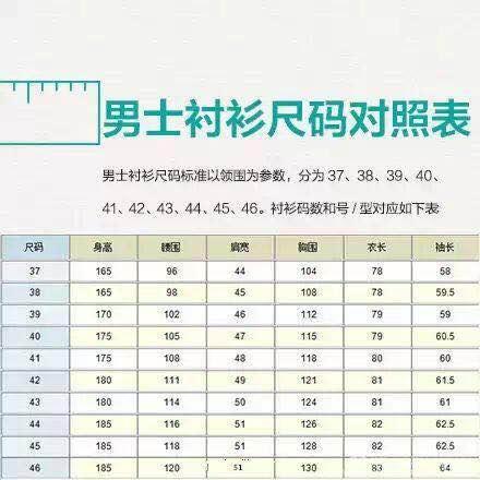 服装尺码对照表!网购买衣服再也不用担心了!