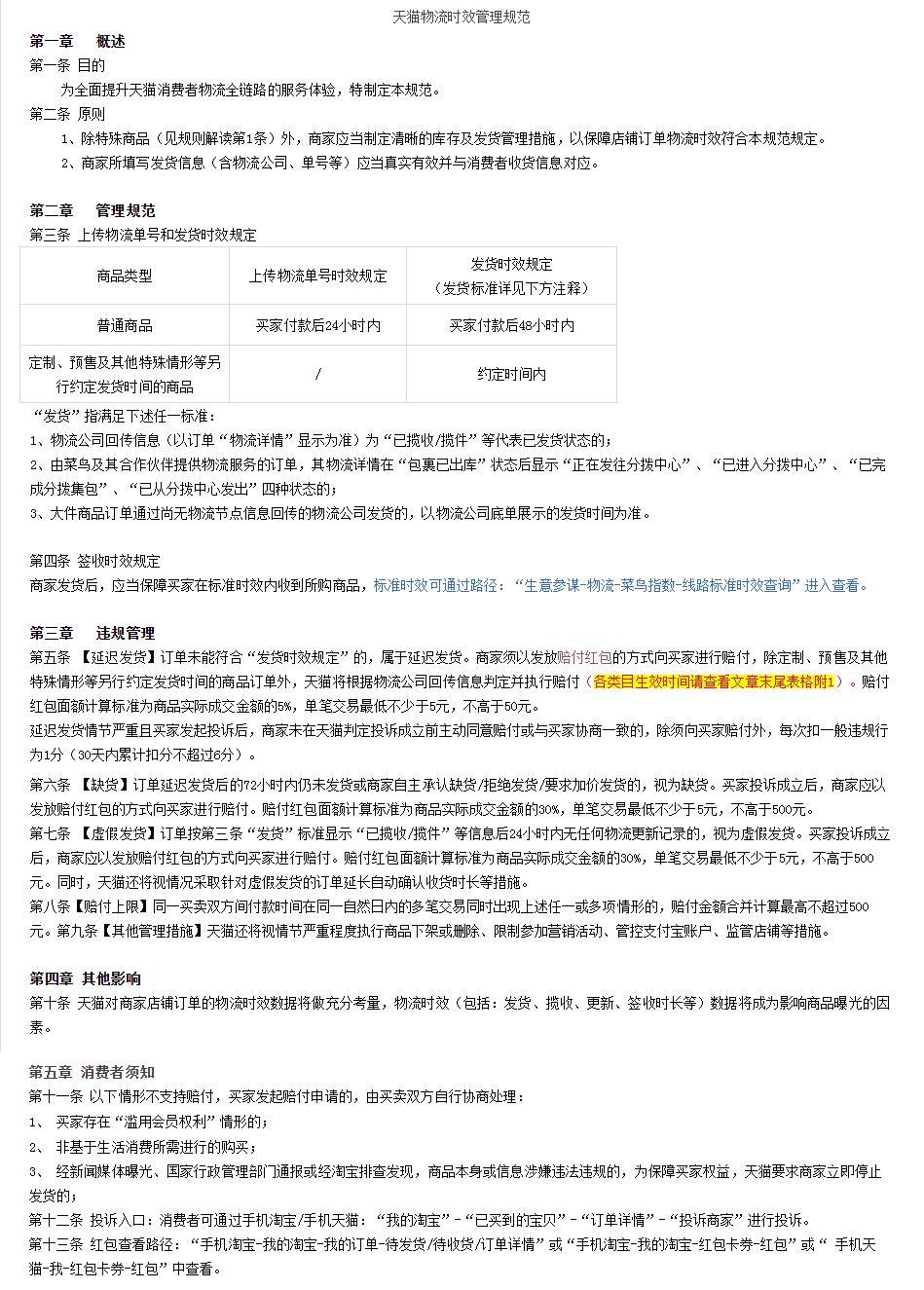 天猫物流发货规定变更通知,最近被罚的商家看看了