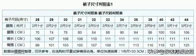 女生裤子xl是多大尺码（裤子尺码对照表图）