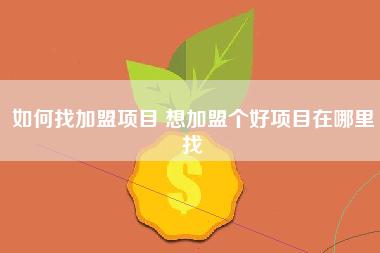 如何找加盟项目 想加盟个好项目在哪里找