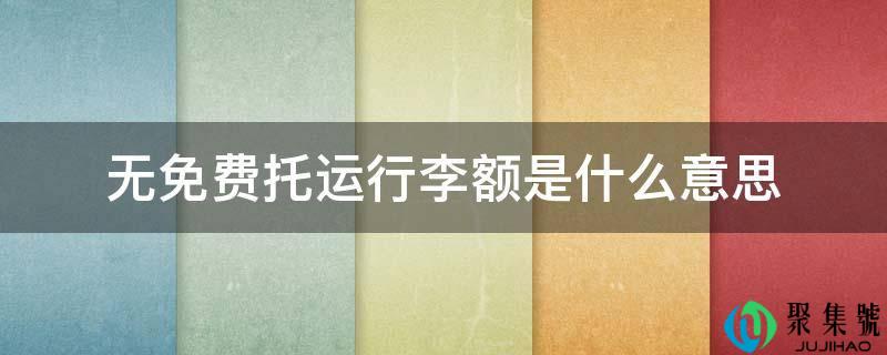 无免费托运行李额是什么意思