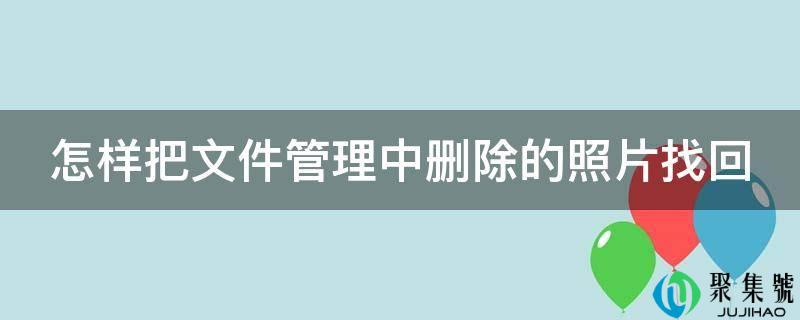 如何把文件办理中删除的照片找回