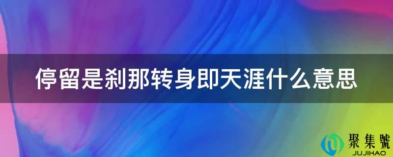 停留是刹那转身即海角什么意思