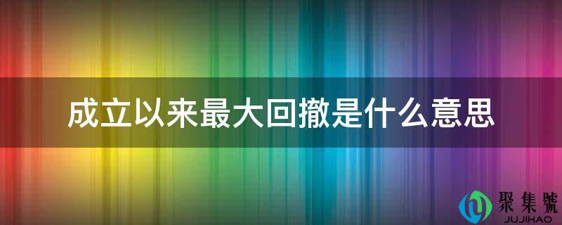 成立以来更大回撤是什么意思