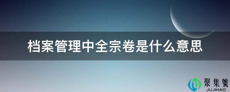 档案办理中全宗卷是什么意思