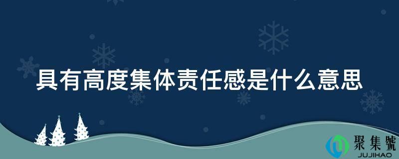 具有高度集体责任感是什么意思