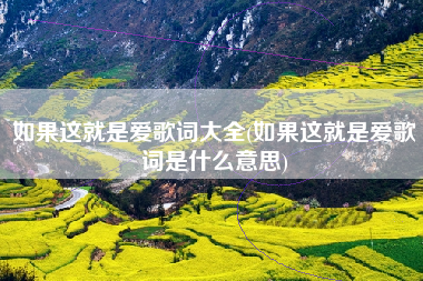 如果这就是爱歌词大全(如果这就是爱歌词是什么意思)