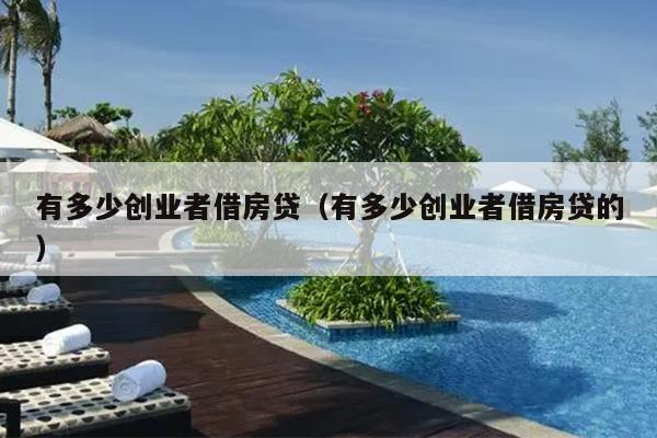 有多少创业者借房贷（有多少创业者借房贷的）