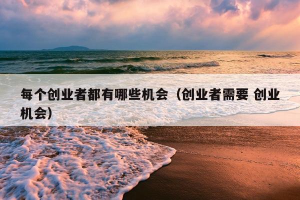 每个创业者都有哪些机会（创业者需要 创业机会）