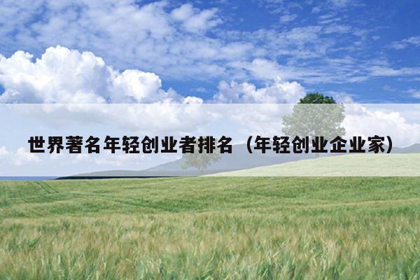 世界著名年轻创业者排名（年轻创业企业家）
