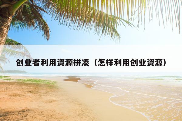 创业者利用资源拼凑（怎样利用创业资源）