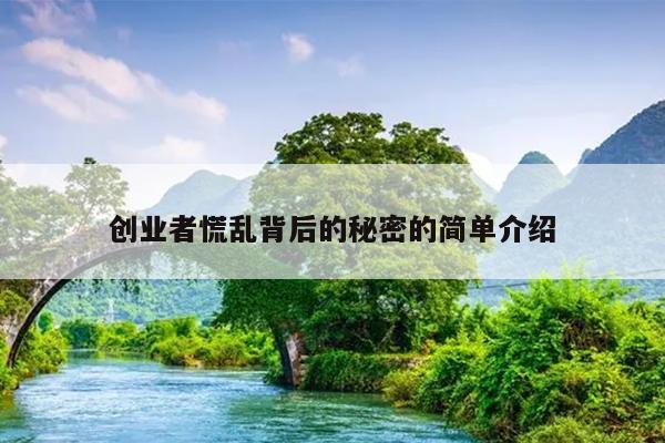创业者慌乱背后的秘密的简单介绍