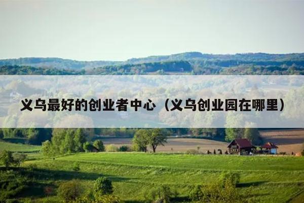 义乌最好的创业者中心（义乌创业园在哪里）