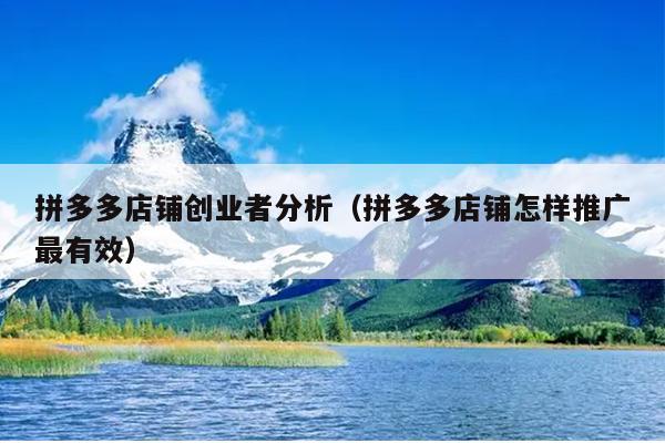 拼多多店铺创业者分析（拼多多店铺怎样推广最有效）