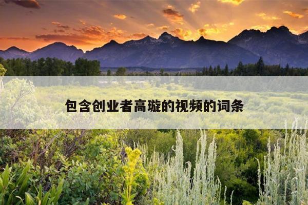 包含创业者高璇的视频的词条