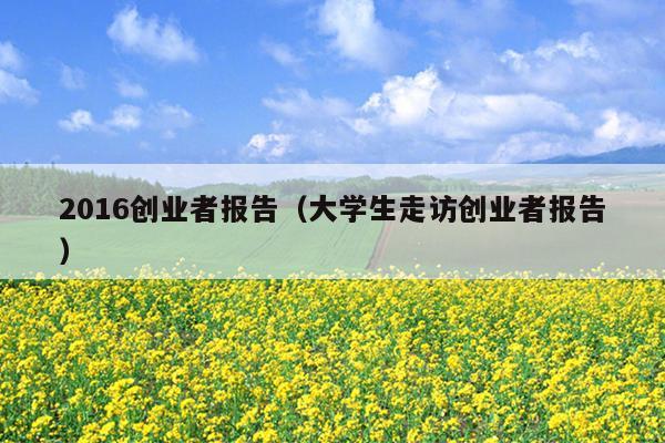 2016创业者报告（大学生走访创业者报告）