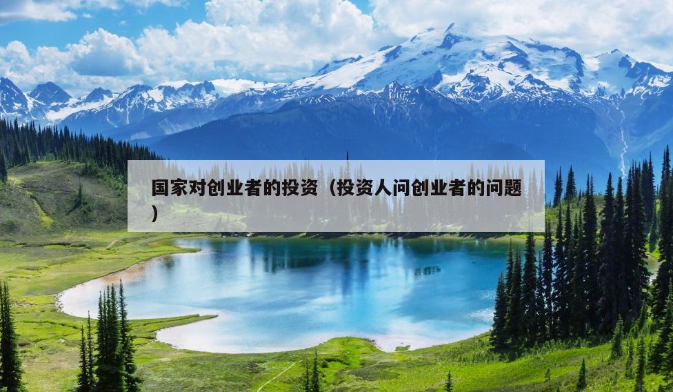 国家对创业者的投资（投资人问创业者的问题）