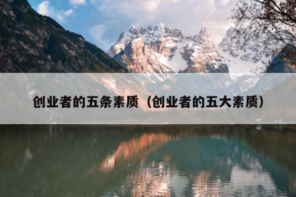 创业者的五条素质（创业者的五大素质）