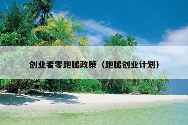 创业者零跑腿政策（跑腿创业计划）