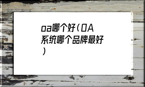 roa胎位和loa哪个好(oa哪个好和丰软件很好)